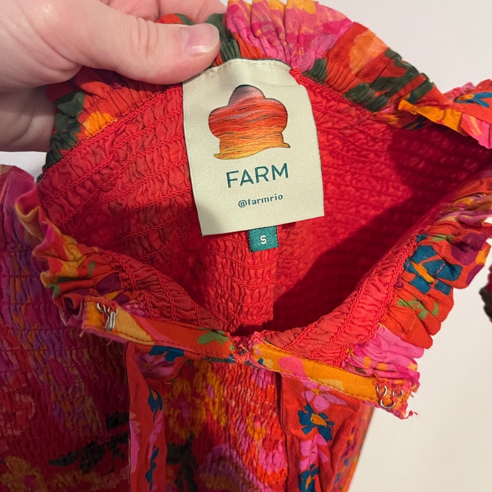 FARM Rio Orange Pink Floral Ruffle Mini Dress - Picture 4 of 4